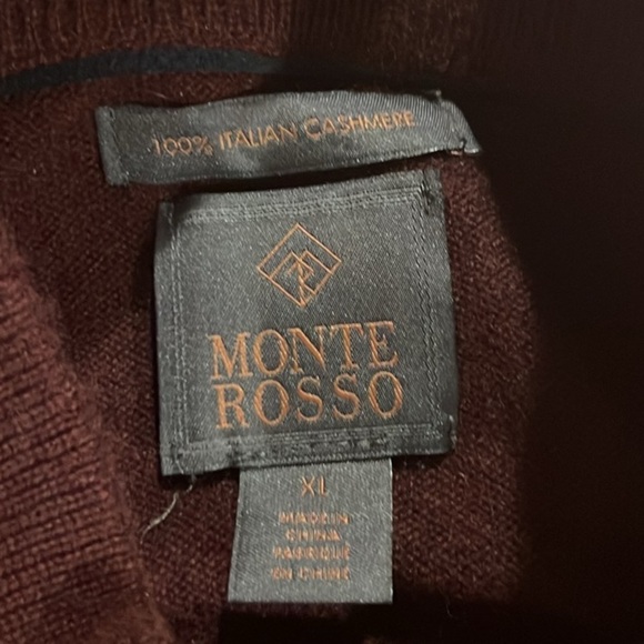 Monte Rosso men’s Italian cashmere maroon 1/4 zip sweater size XL - Picture 4 of 5